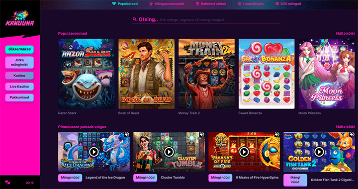 Kanuuna Casino Game Selection